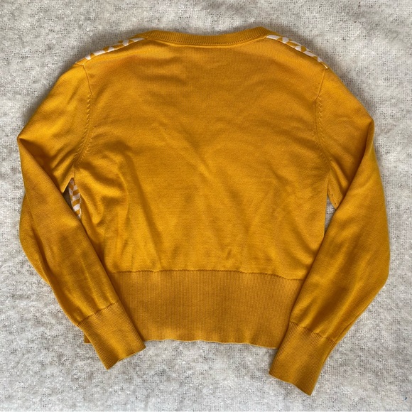 Lady Hagen Yellow Herringbone Golf Cardigan v-Neck Womens Size M Preppy Sporty - Picture 3 of 8
